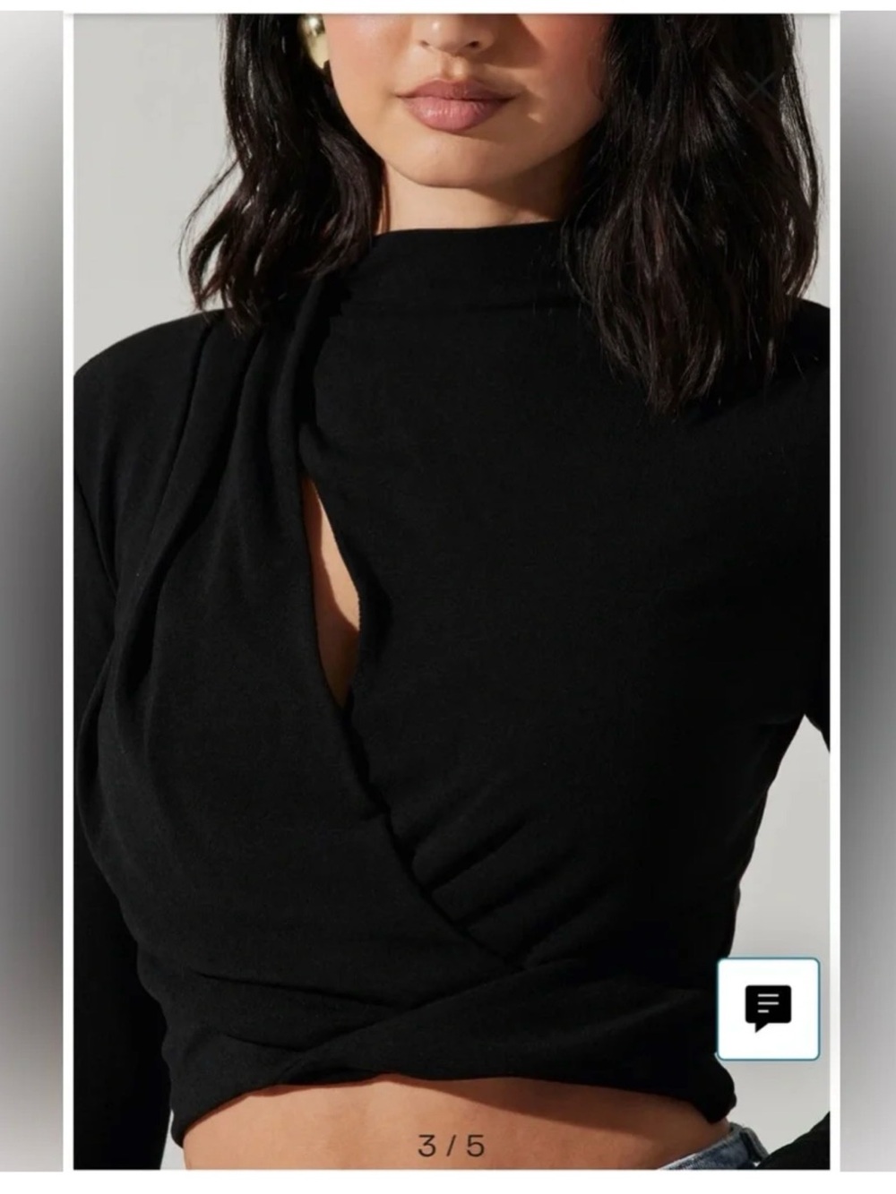 ASTR The Label - Asymmetric Pleated Cutout Mock Neck Long SleeveTop NWT Size M